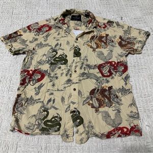 Scotch & Soda Men’s Medium Bonjour Shirt Paris Getaway Snake All Over Print
